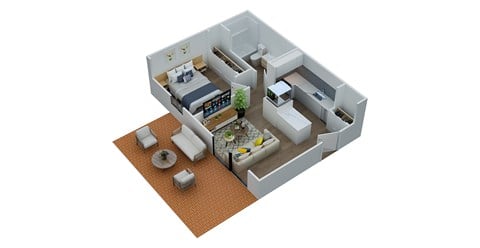 Floor plan for 1 bed, 1 bath, 560 sqft